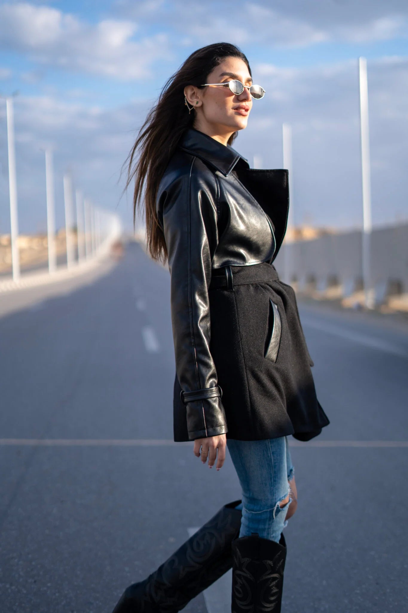 Black Leather Trench Coat
