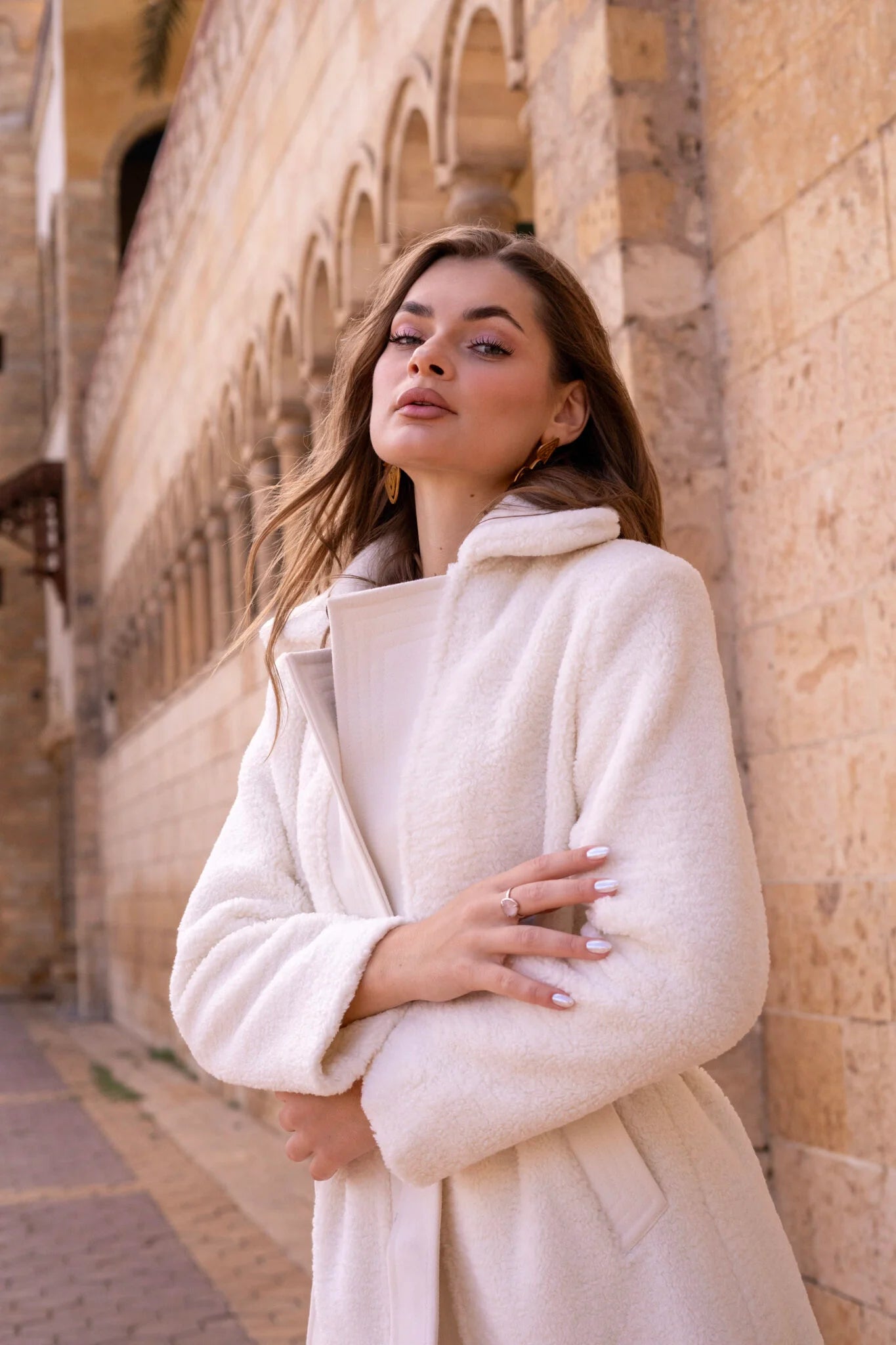 Off-White Long Wool Teddy Coat
