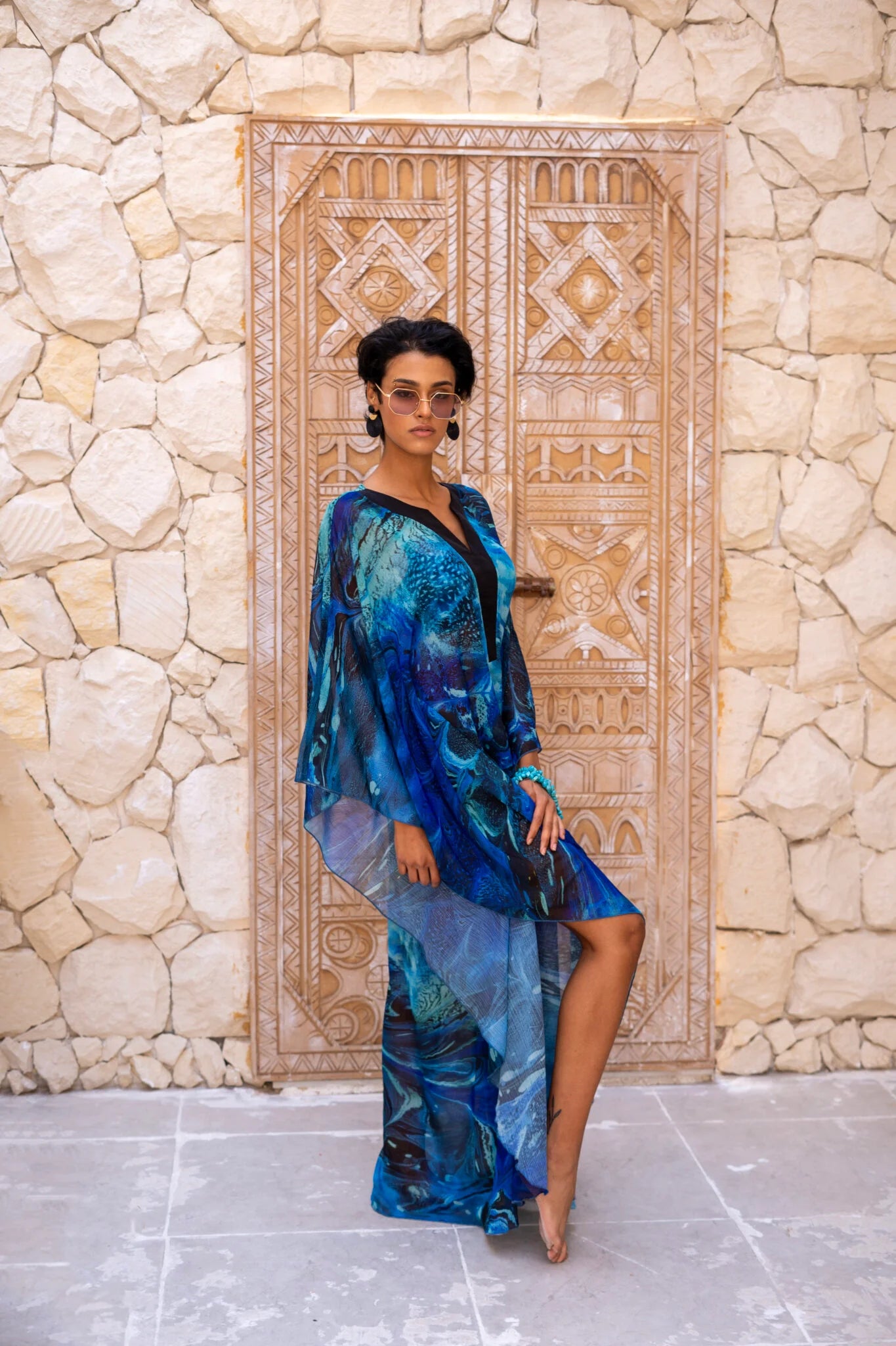 Shades of Blue Loose Beach Dress