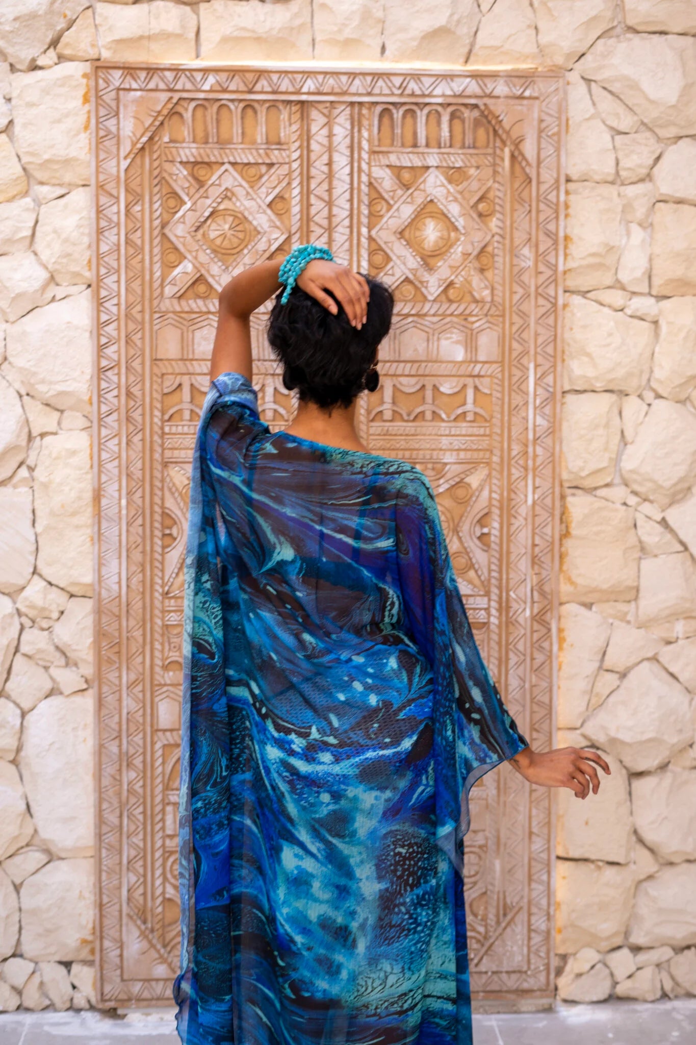 Shades of Blue Loose Beach Dress
