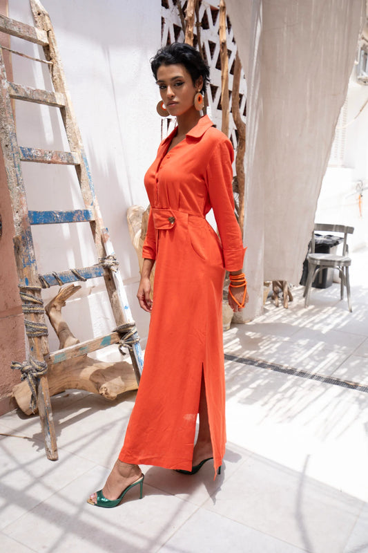 Pure Lenin Orange Dress