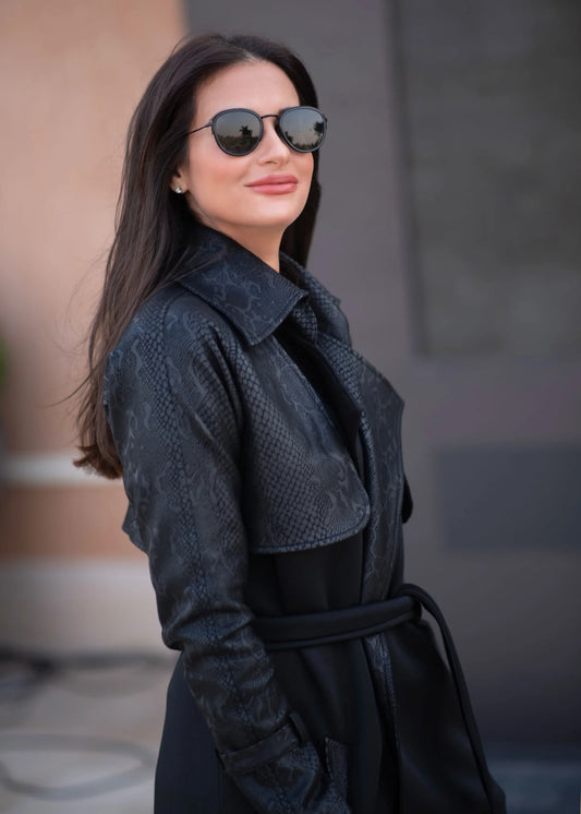 Black Leather Trench Coat