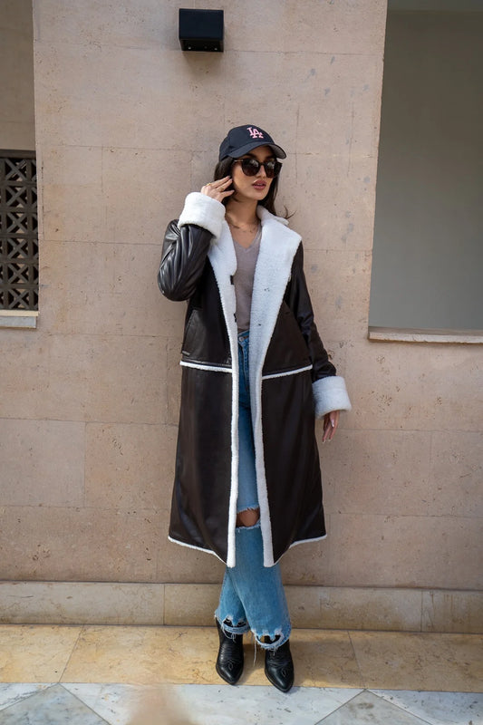 Brown Long Shearling Jacket