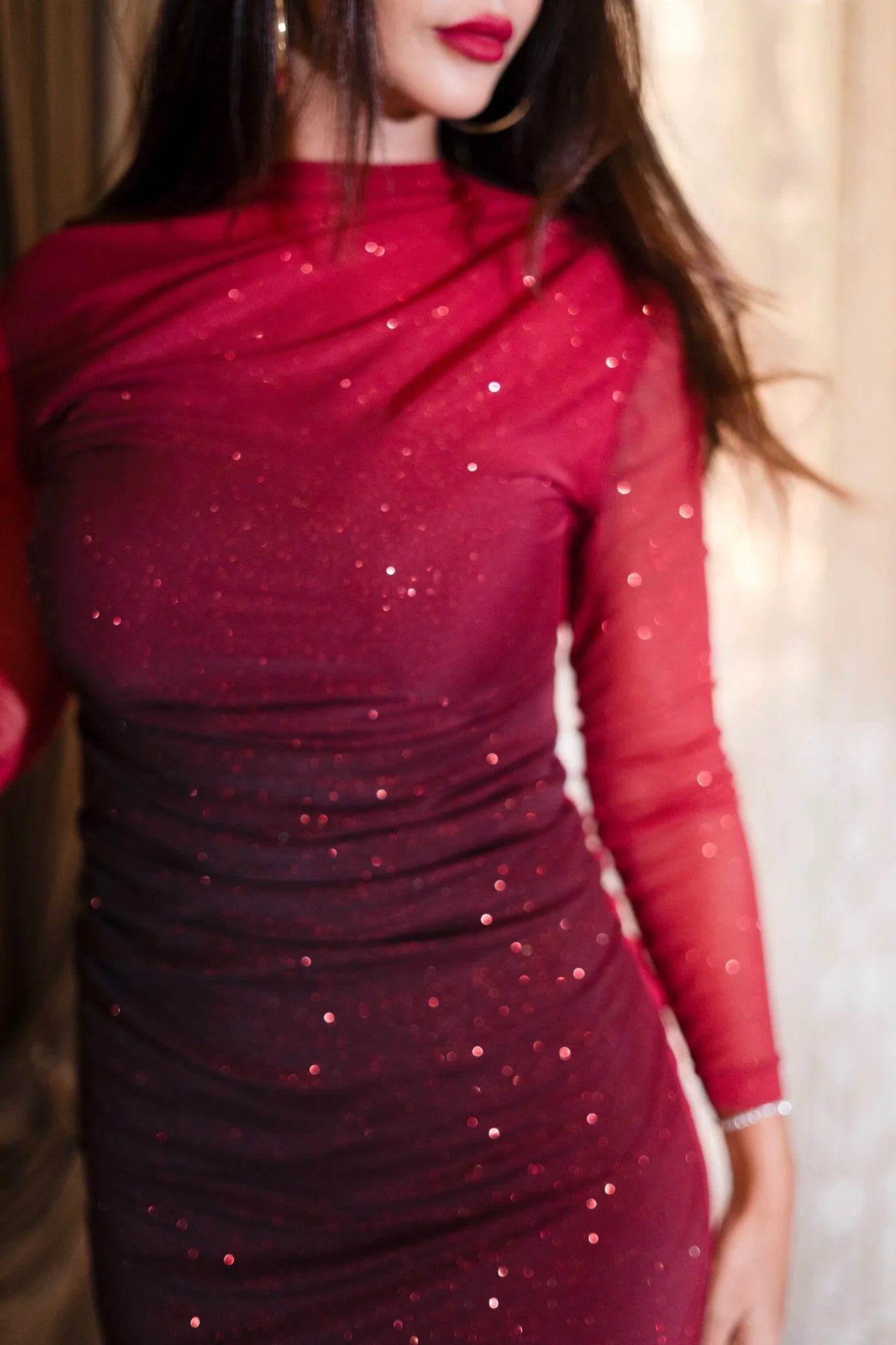 Sparkly Rouge Midi Dress
