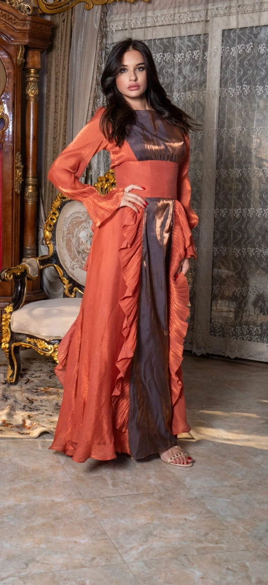 Silk Chiffon Dress With Ruffles