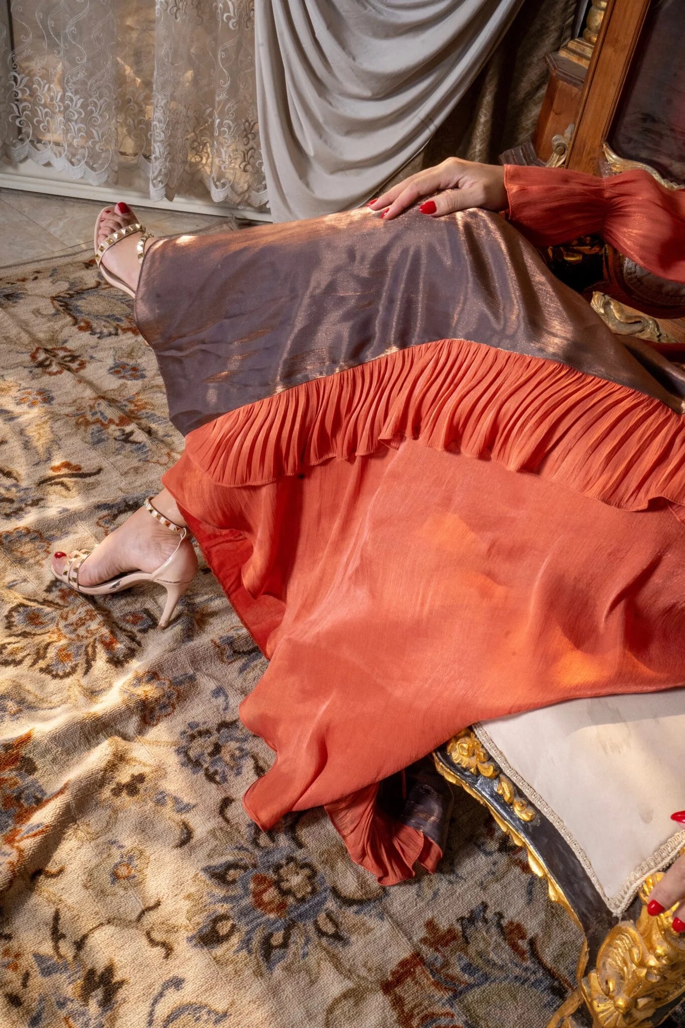 Silk Chiffon Dress With Ruffles