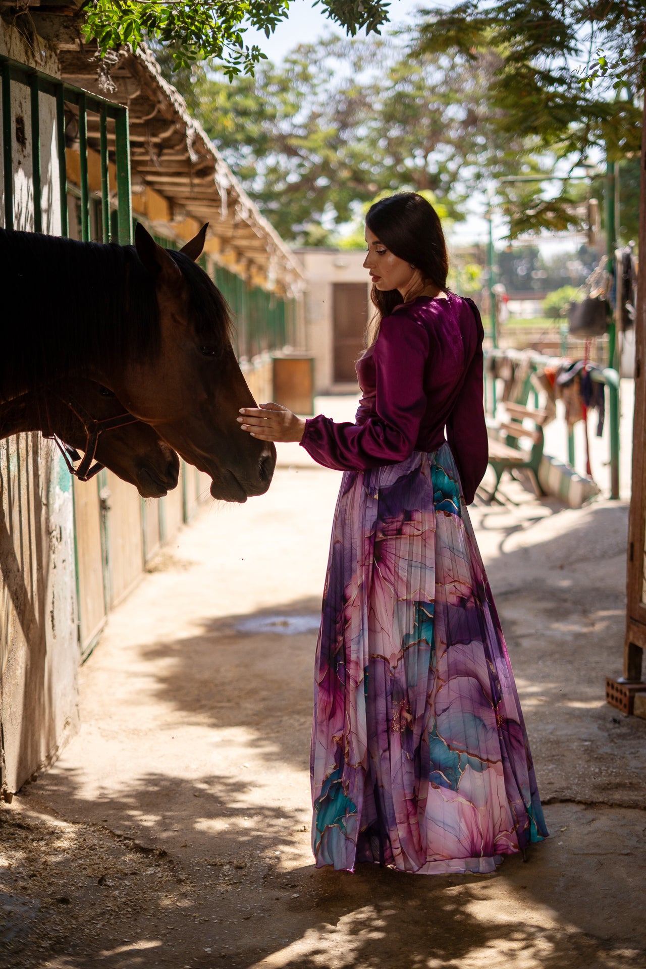 Surplice Floral Maxi Dress With Balloon Sleeves