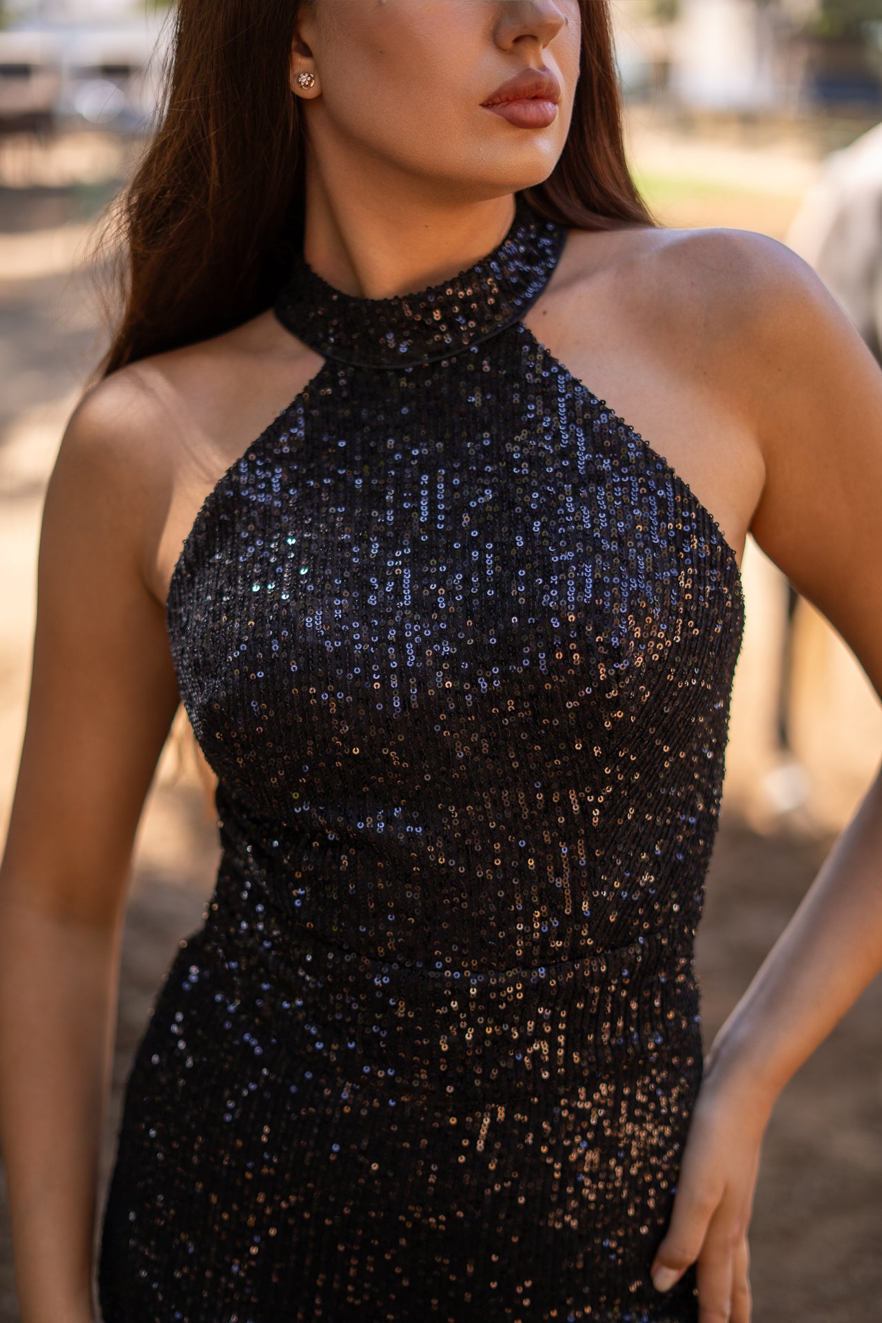 A-cut sequin Black jumpsuit