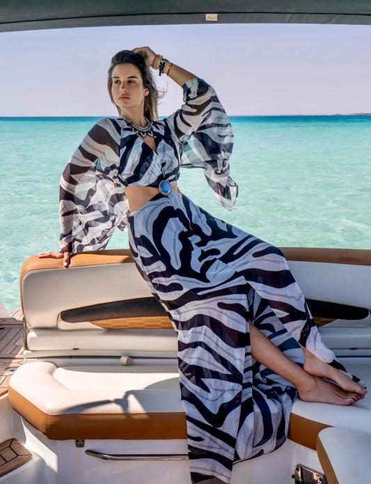 Zebra Dress with Waist Cutouts