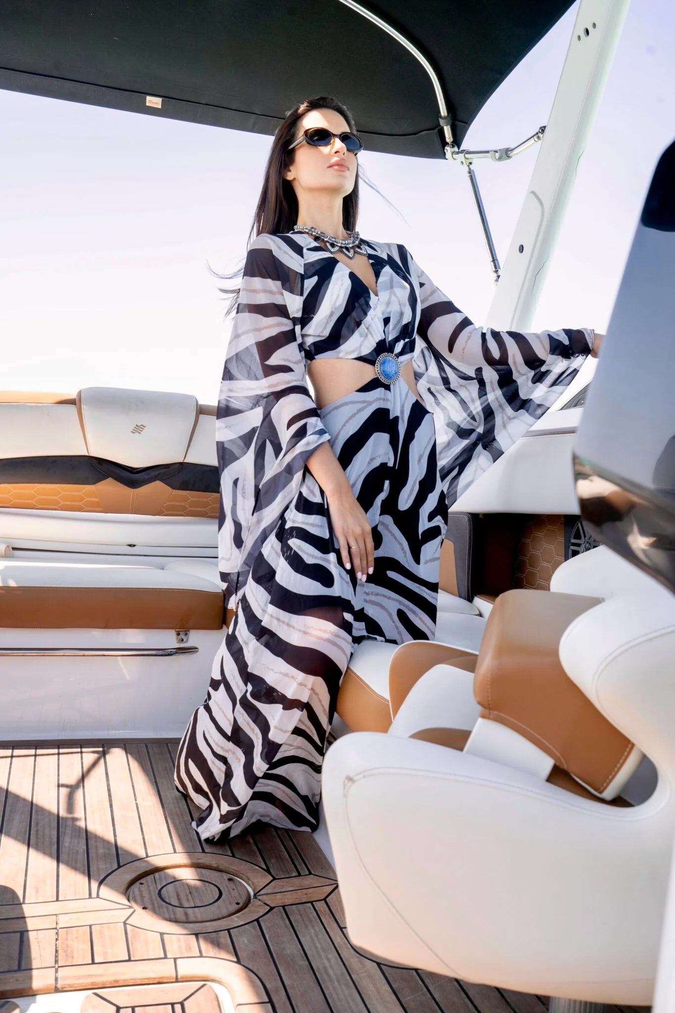 Zebra Dress with Waist Cutouts