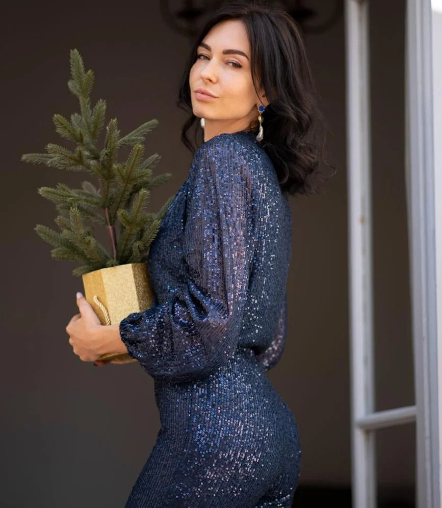 Navy blue bling bling jumpsuit