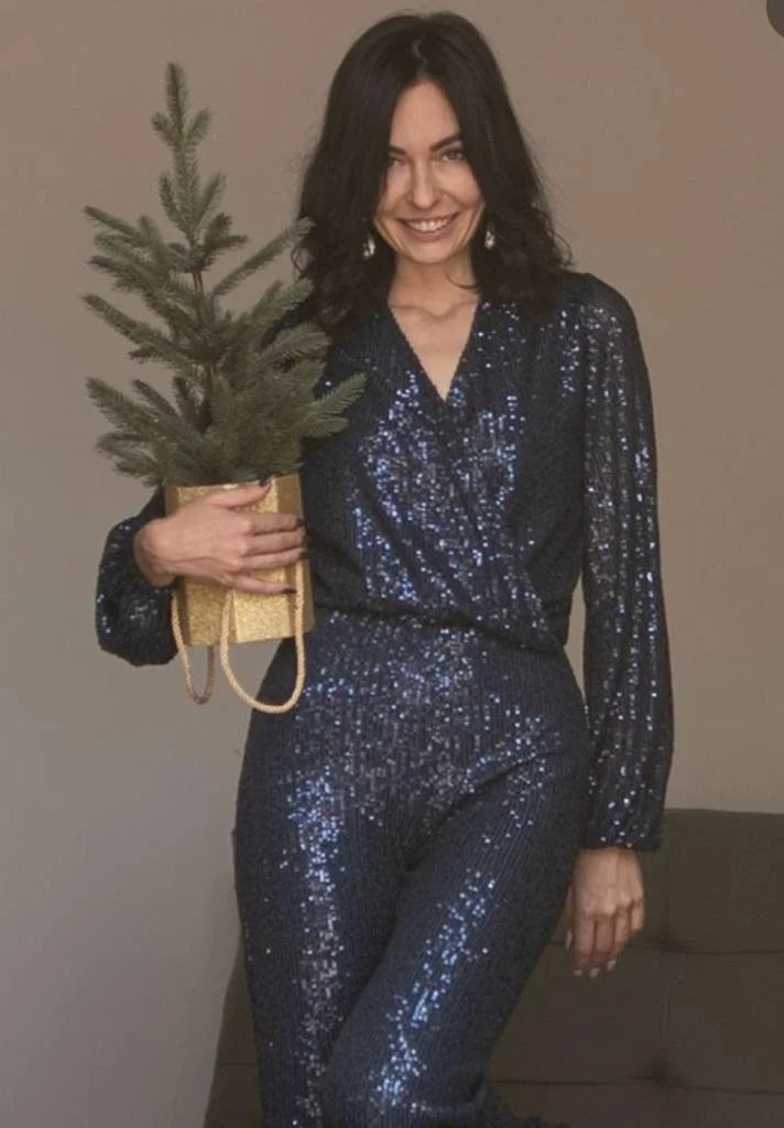 Navy blue bling bling jumpsuit