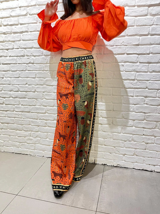 Orange Tropical Pants