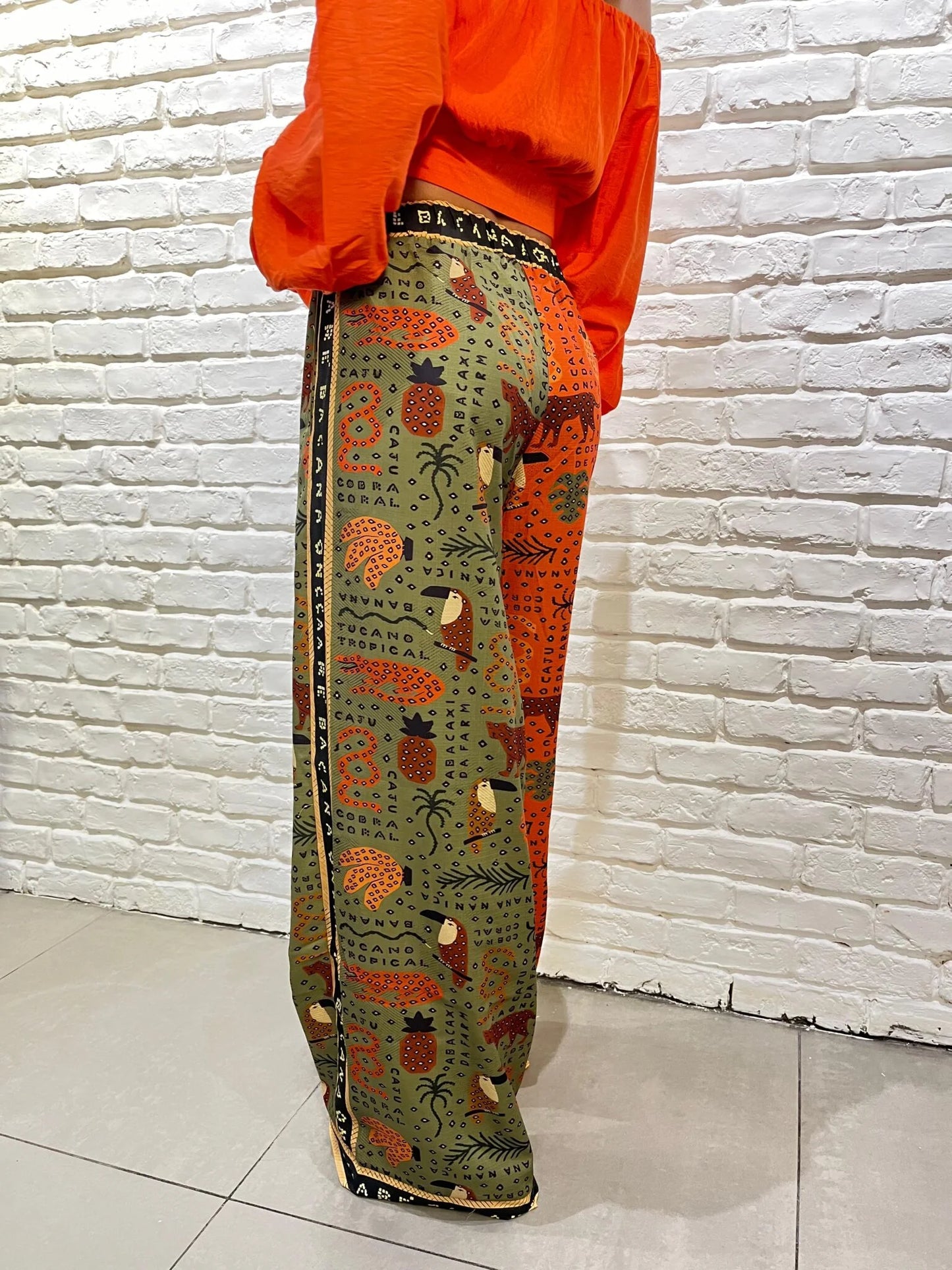 Orange Tropical Pants