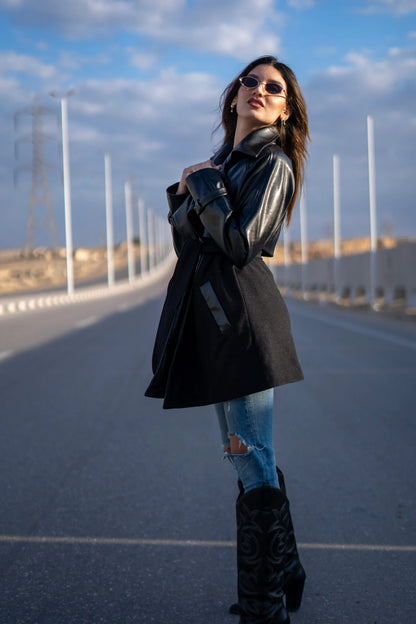 Black Leather Trench Coat