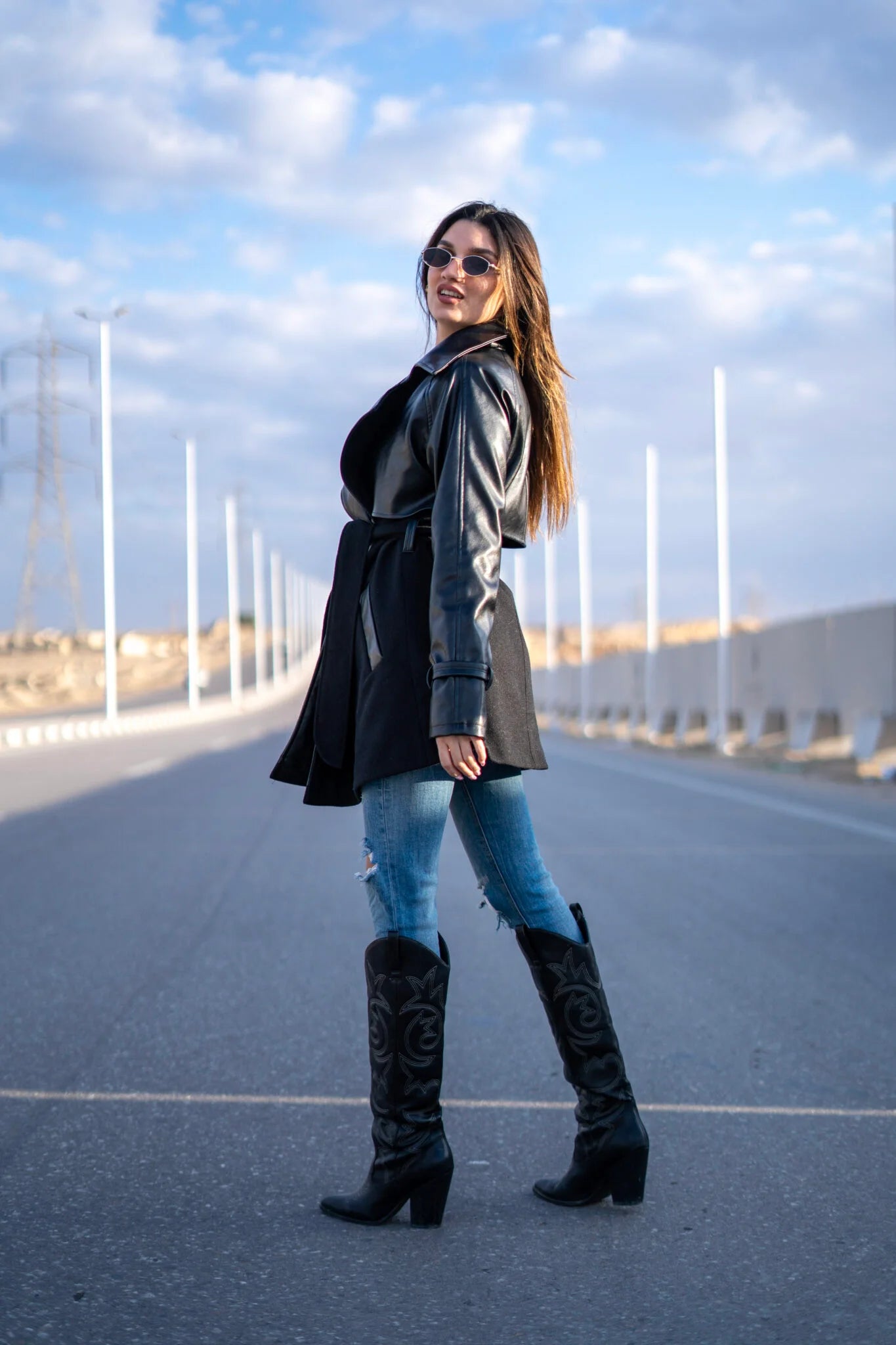 Black Leather Trench Coat