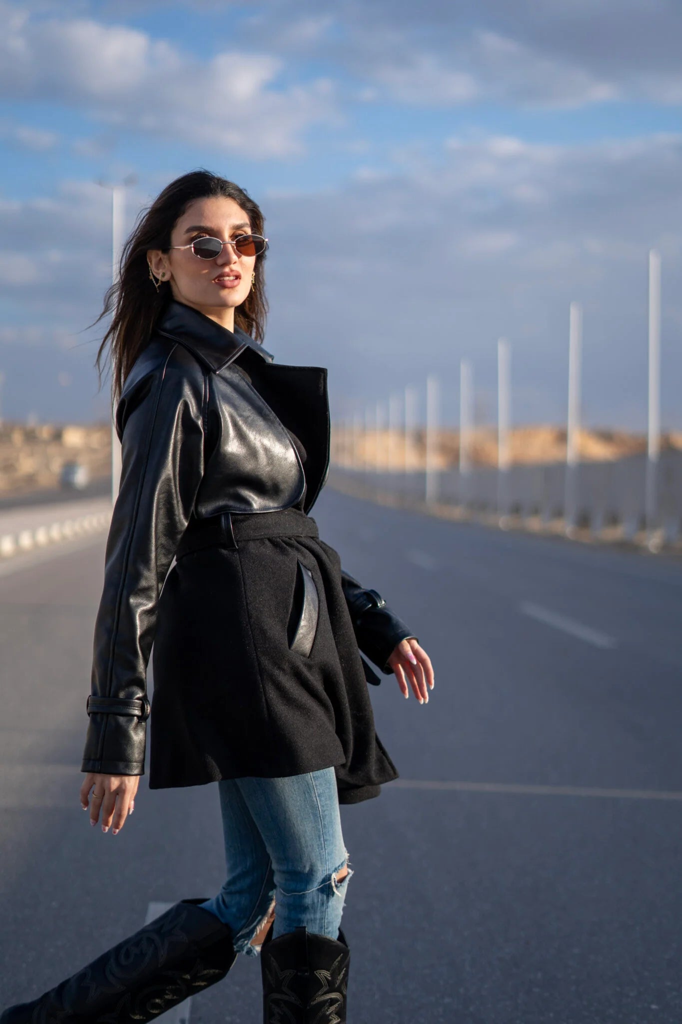 Black Leather Trench Coat