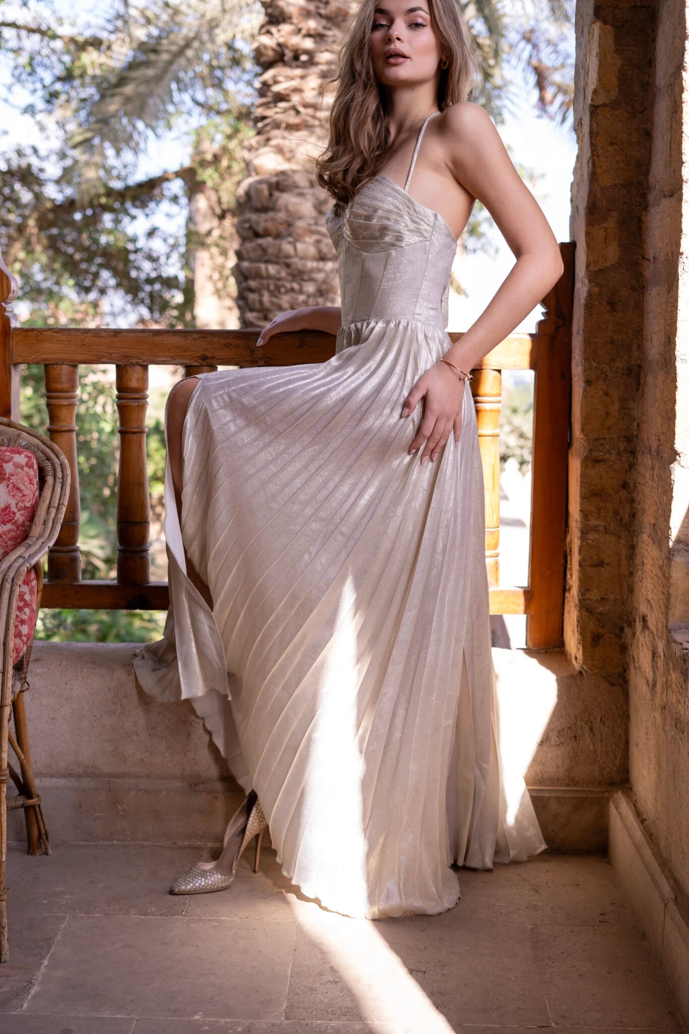 Gold Metallic Corset Dress