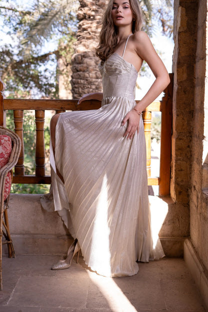 Gold Metallic Corset Dress