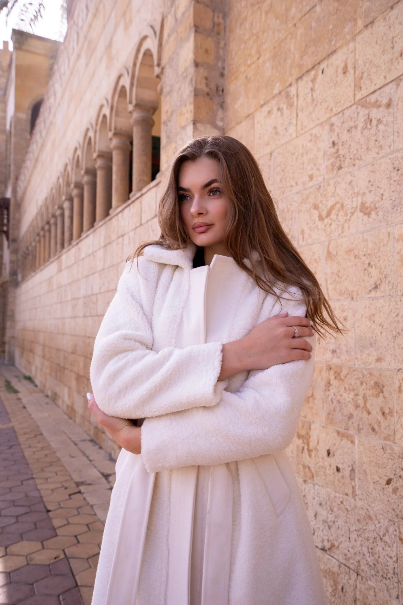 Off-White Long Wool Teddy Coat