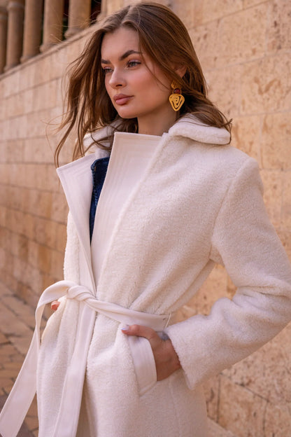 Off-White Long Wool Teddy Coat