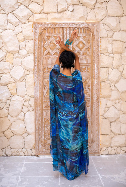 Shades of Blue Loose Beach Dress