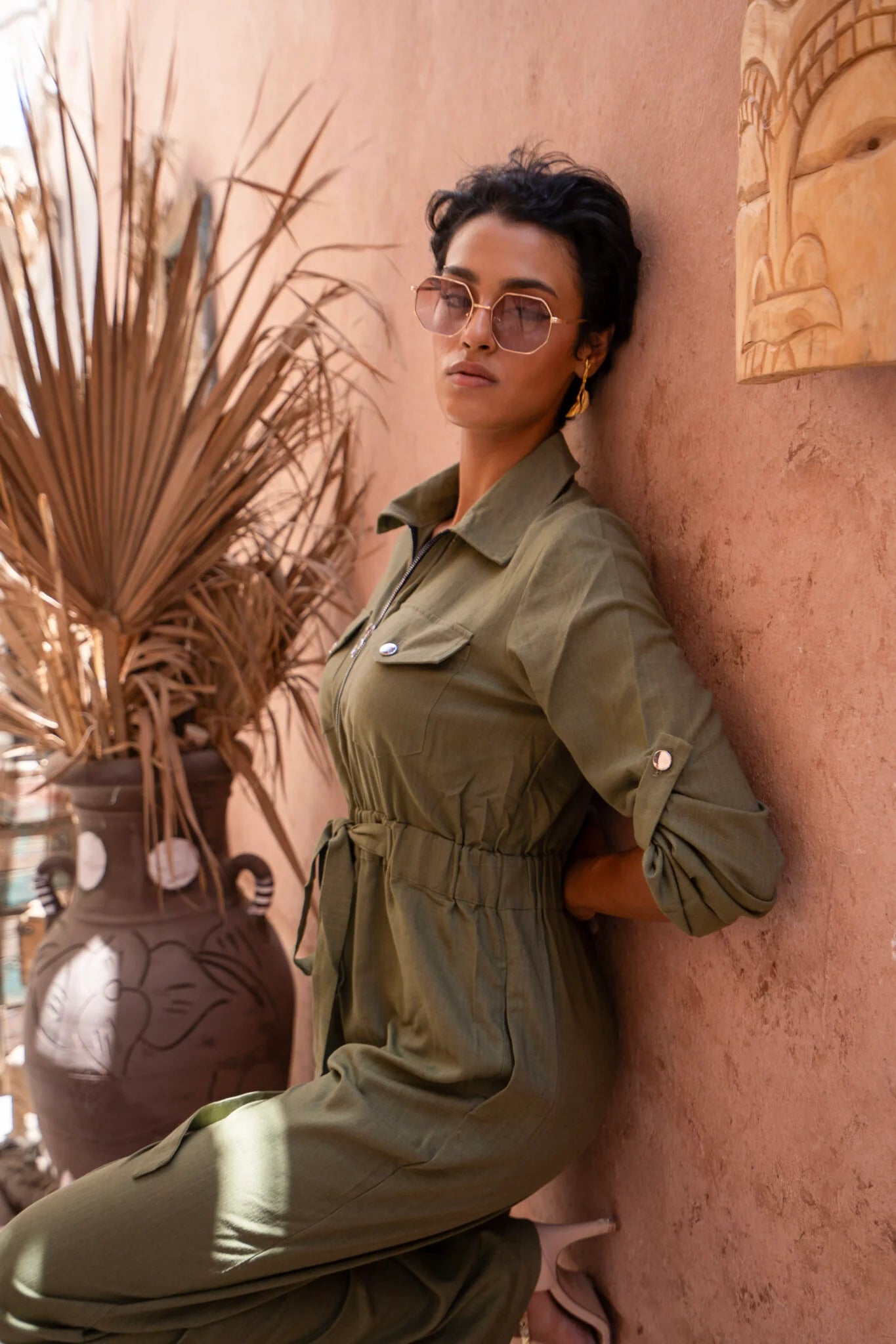 Pure Lenin Olive Jumpsuit