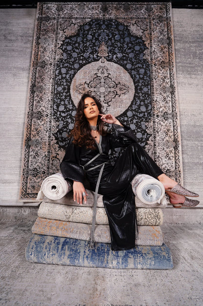 Black shiny Moroccan Kaftan