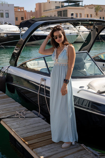 Mint Backless Beach Dress with Shells