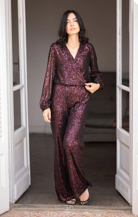 Purple bling bling jumpsuit