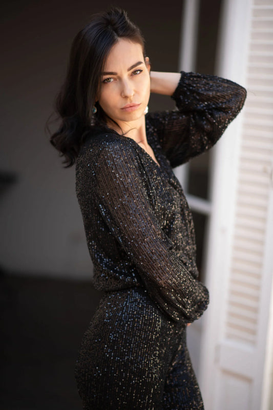 Black bling bling jumpsuit