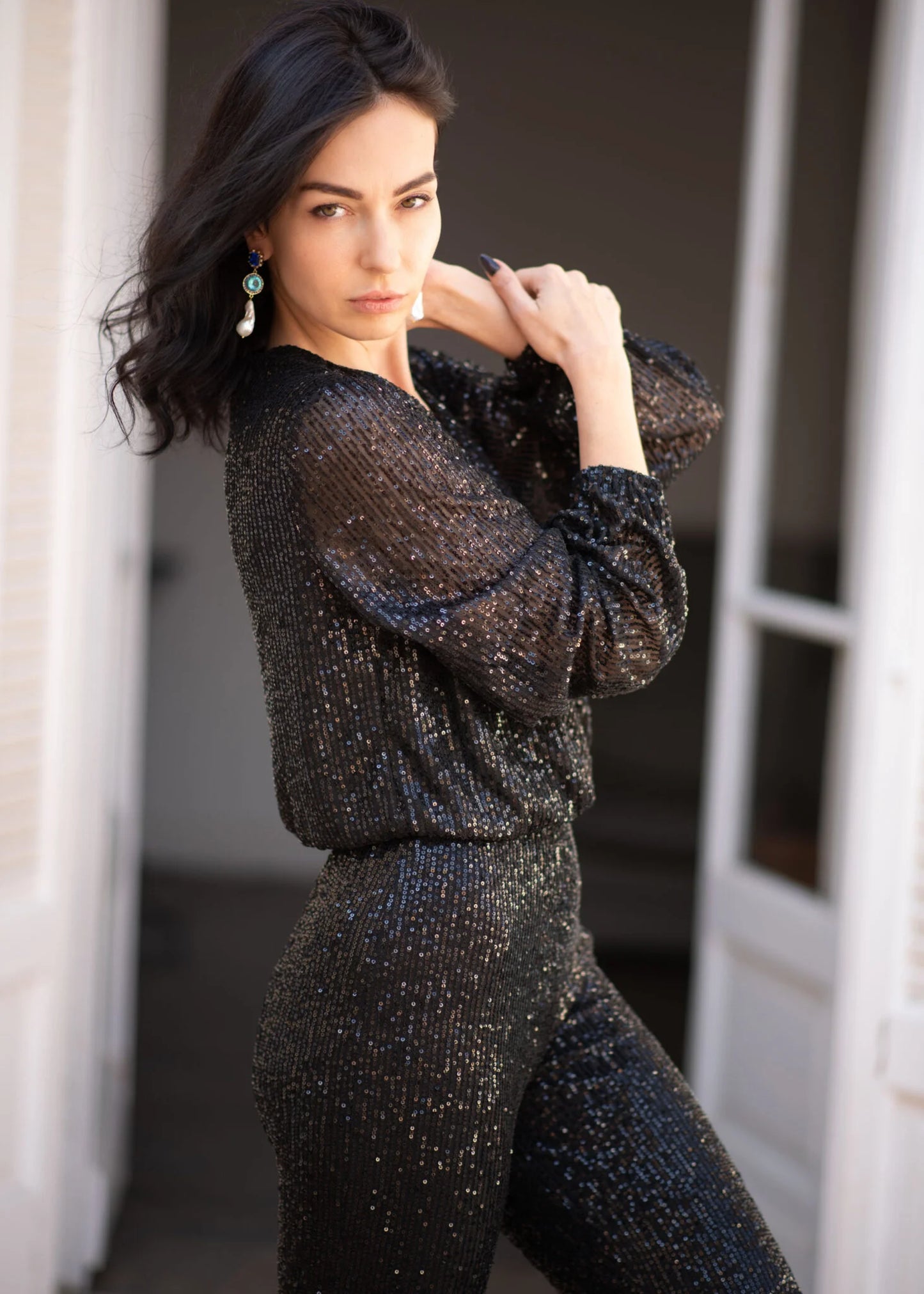 Black bling bling jumpsuit