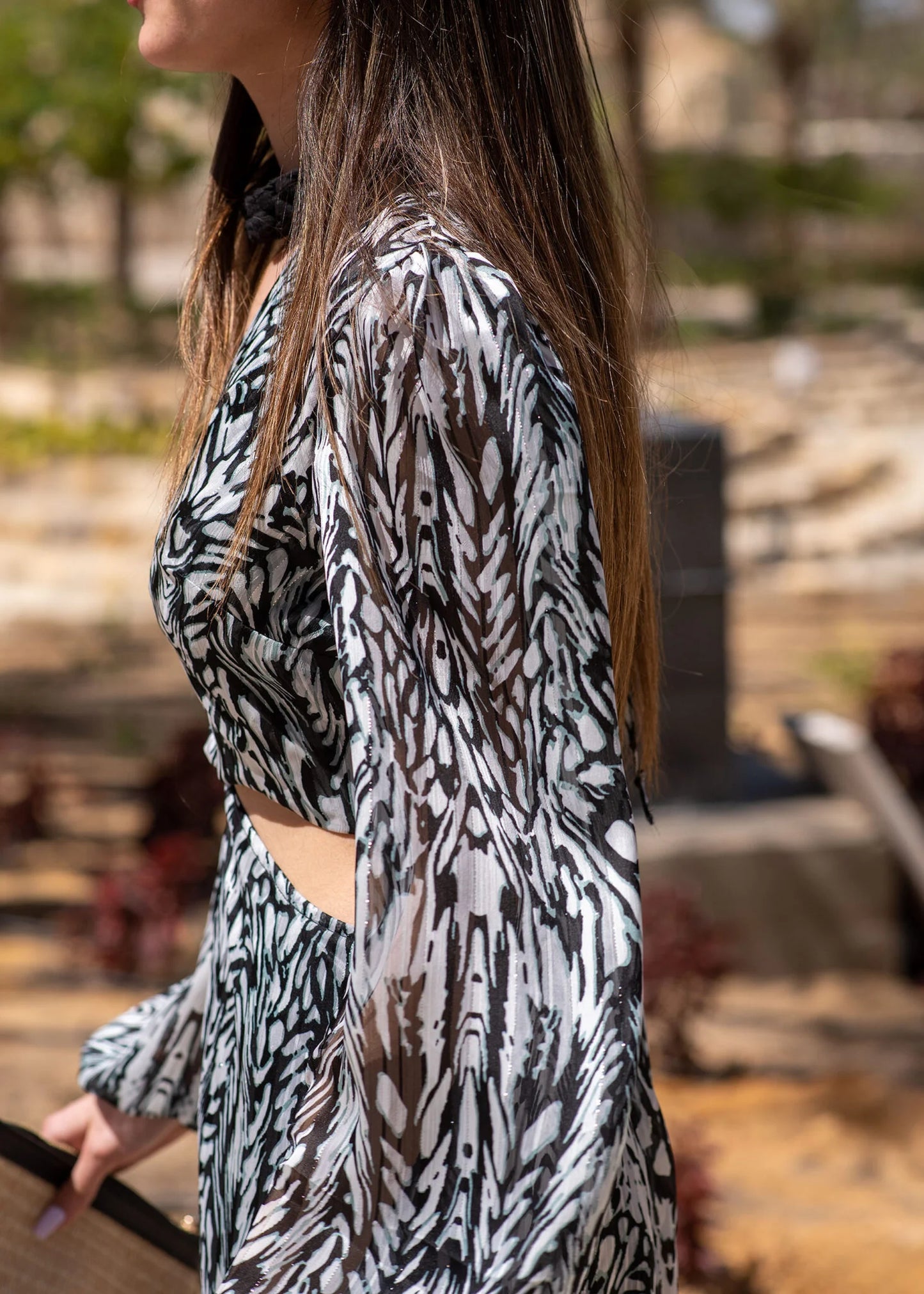 Chiffon black and white maxi dress