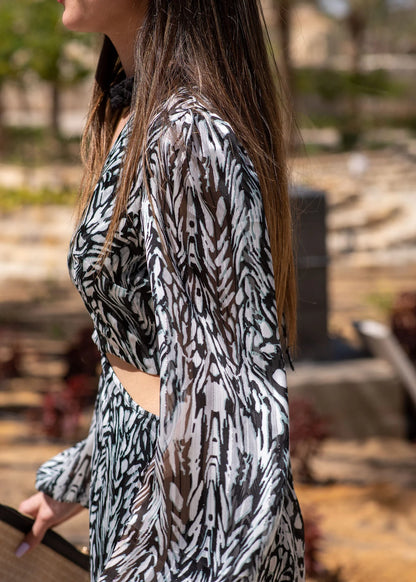 Chiffon black and white maxi dress