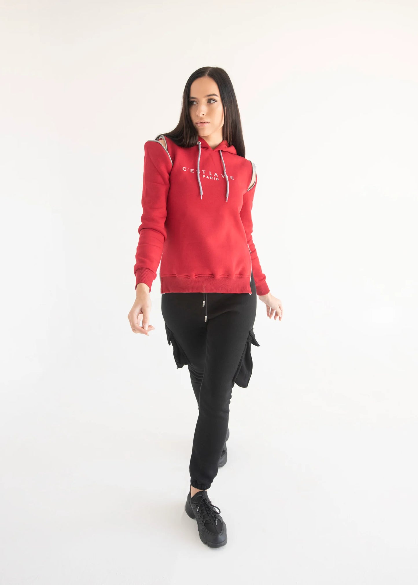 Red ” C’est La Vie” Sweatshirt