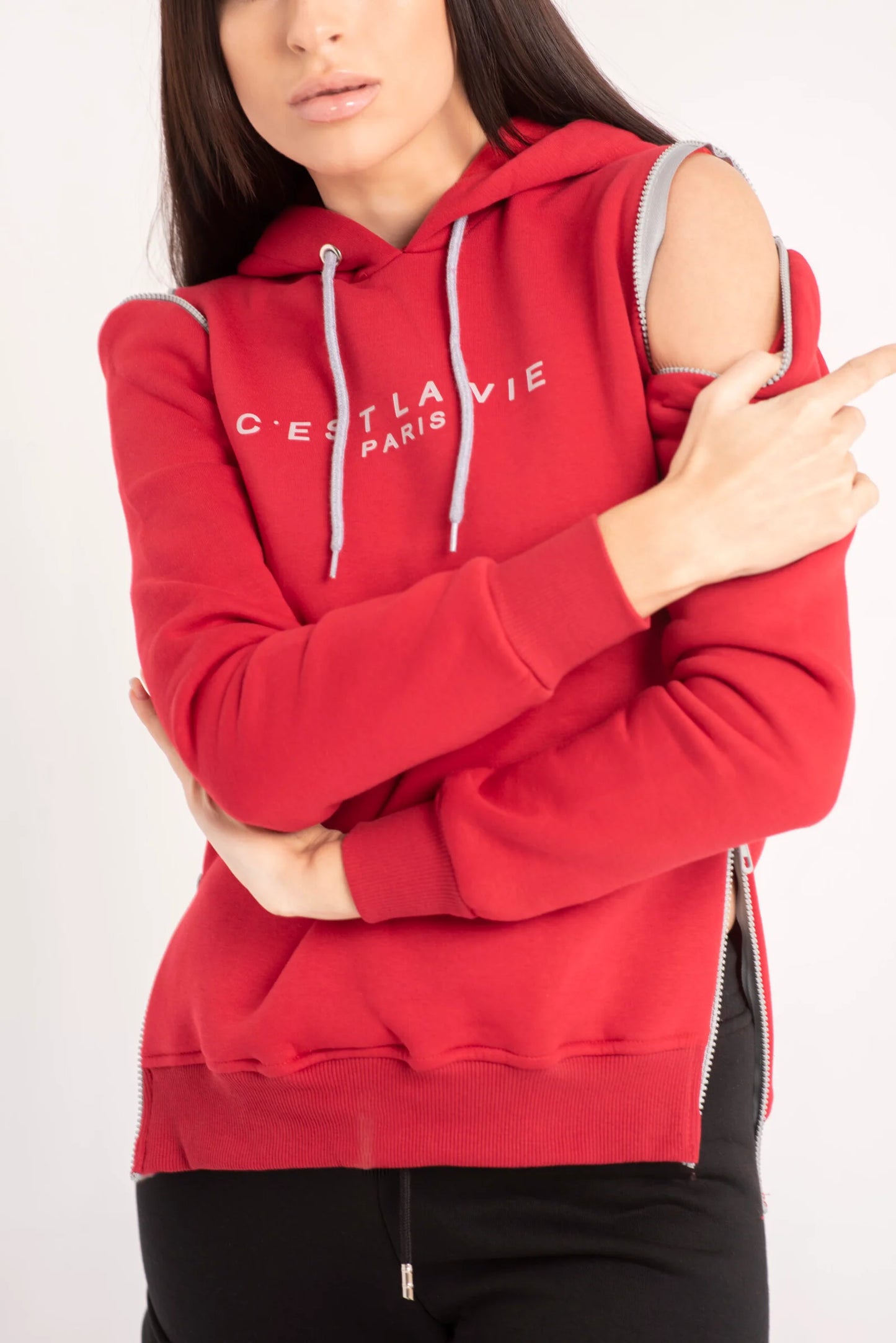 Red ” C’est La Vie” Sweatshirt