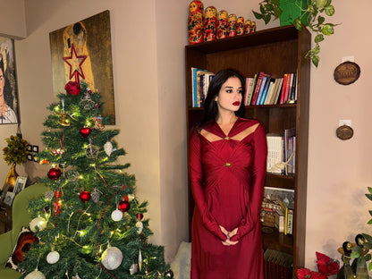 Red double crisscross dress