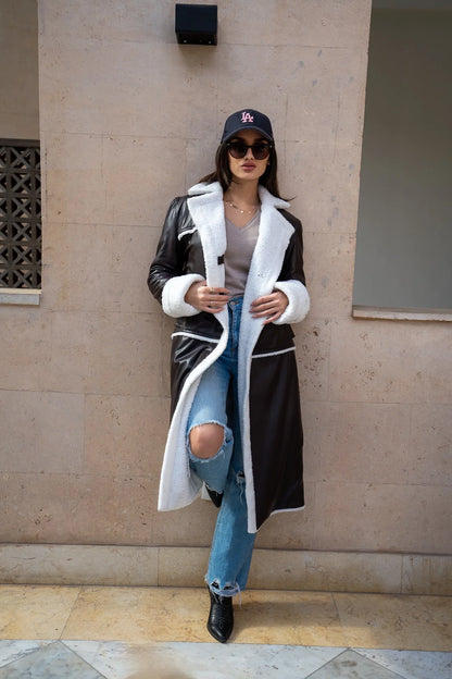 Brown Long Shearling Jacket