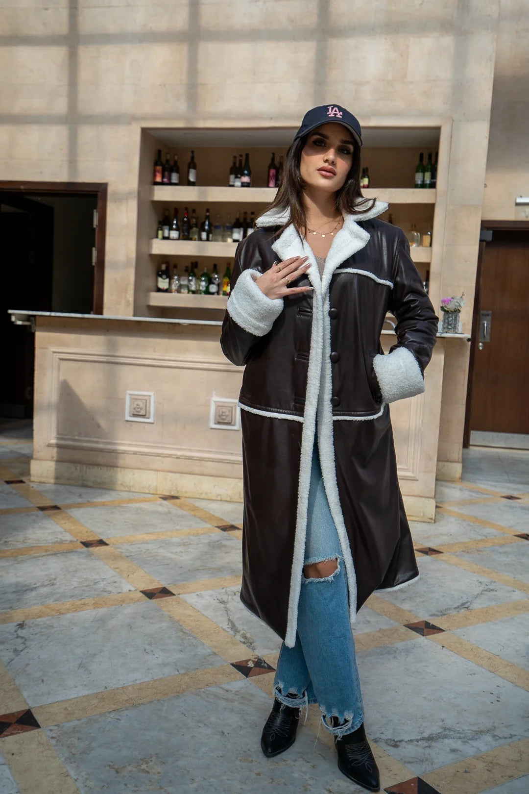 Brown Long Shearling Jacket