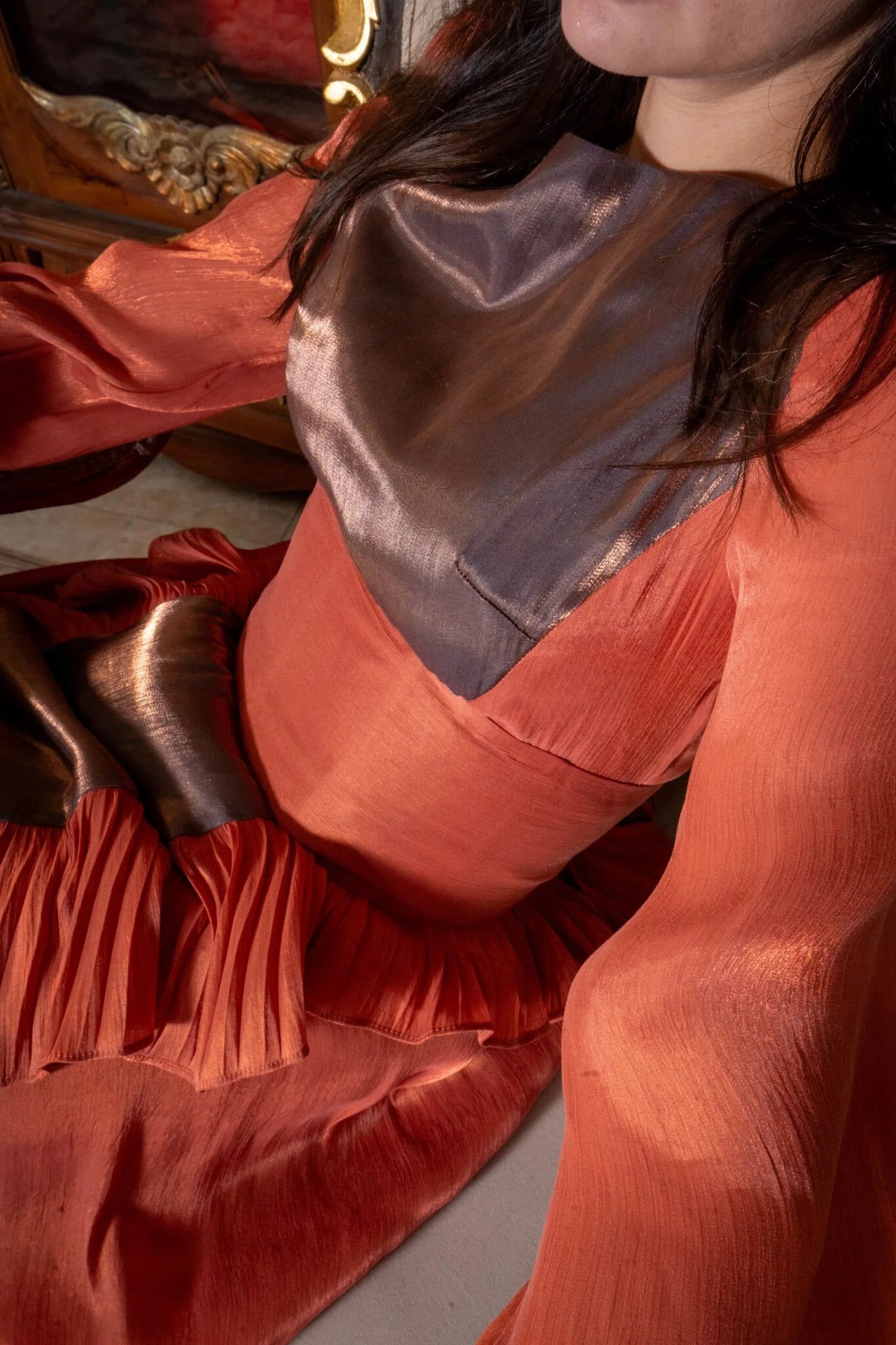 Silk Chiffon Dress With Ruffles