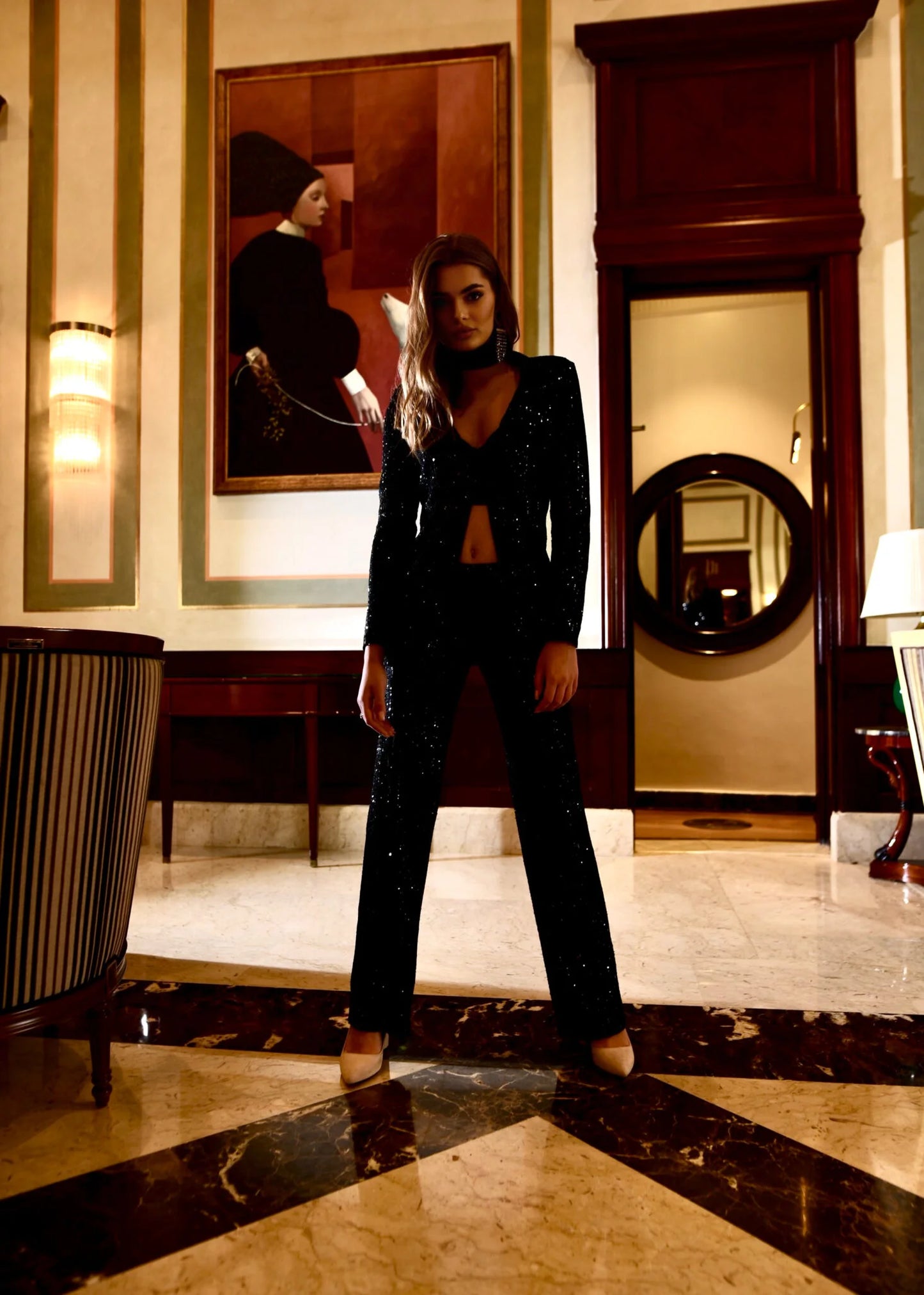 Black bling bling suit