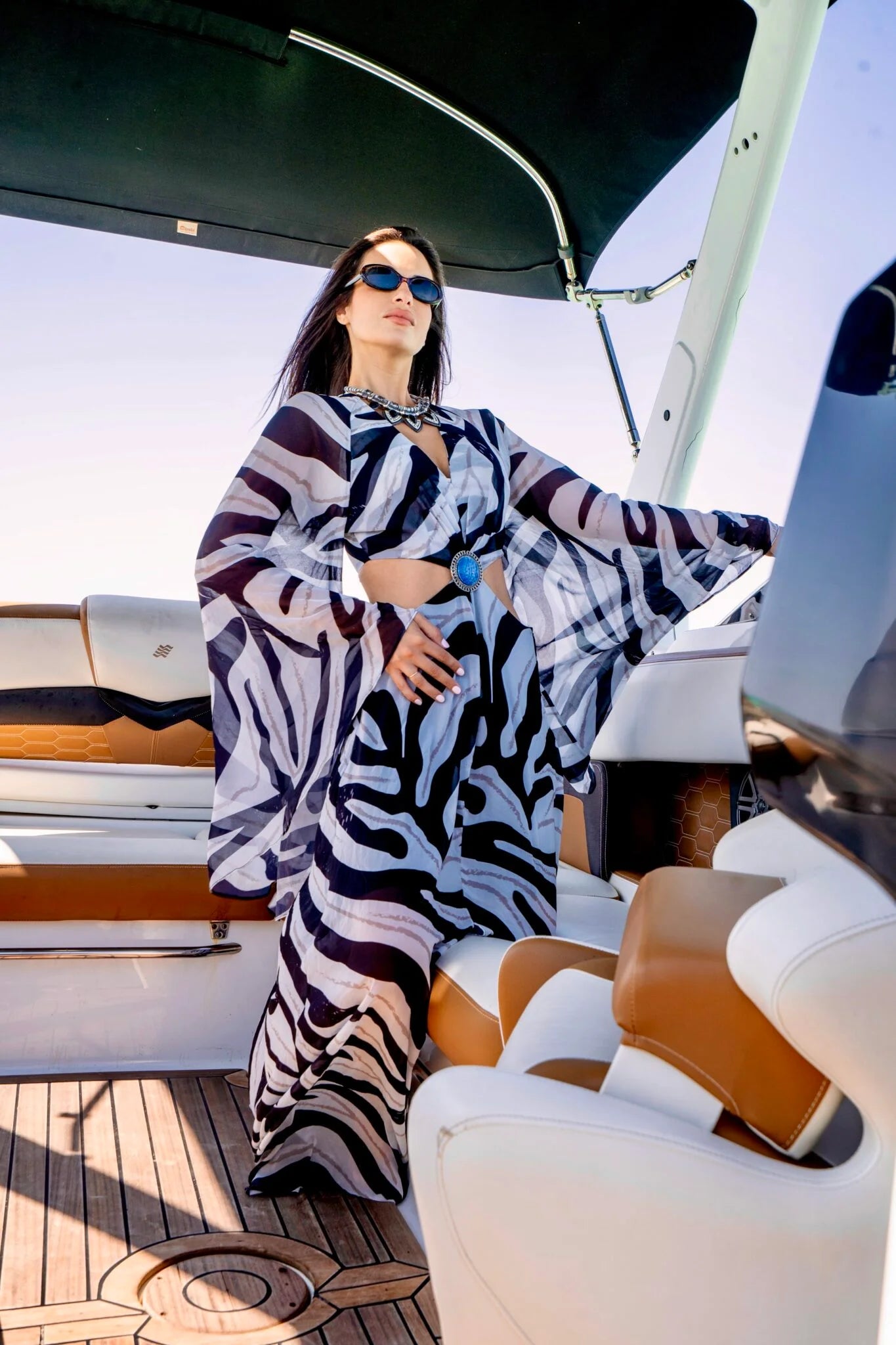 Zebra Dress with Waist Cutouts