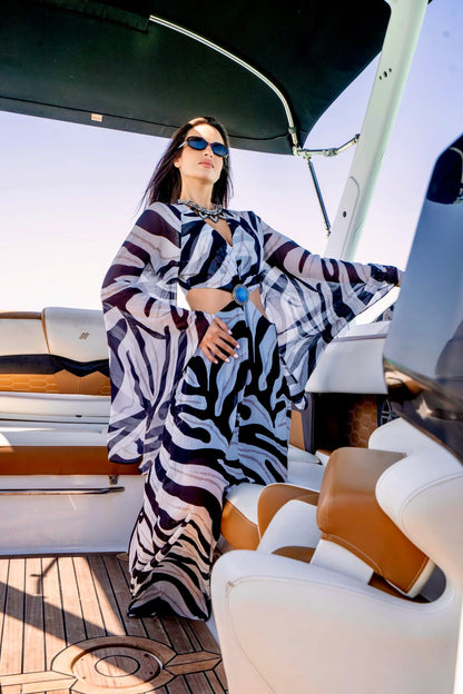 Zebra Dress with Waist Cutouts