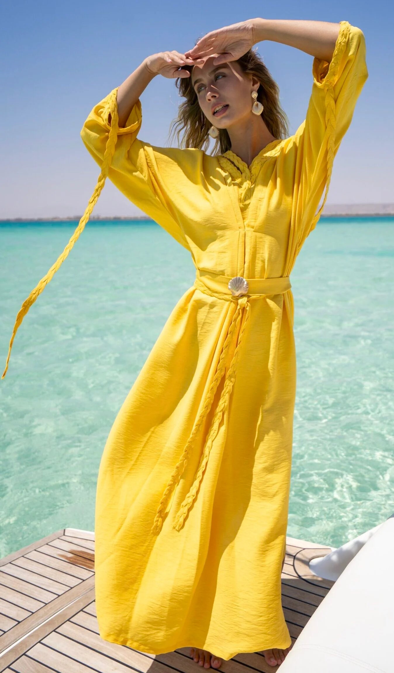 Yellow Lenin Dress with Braids