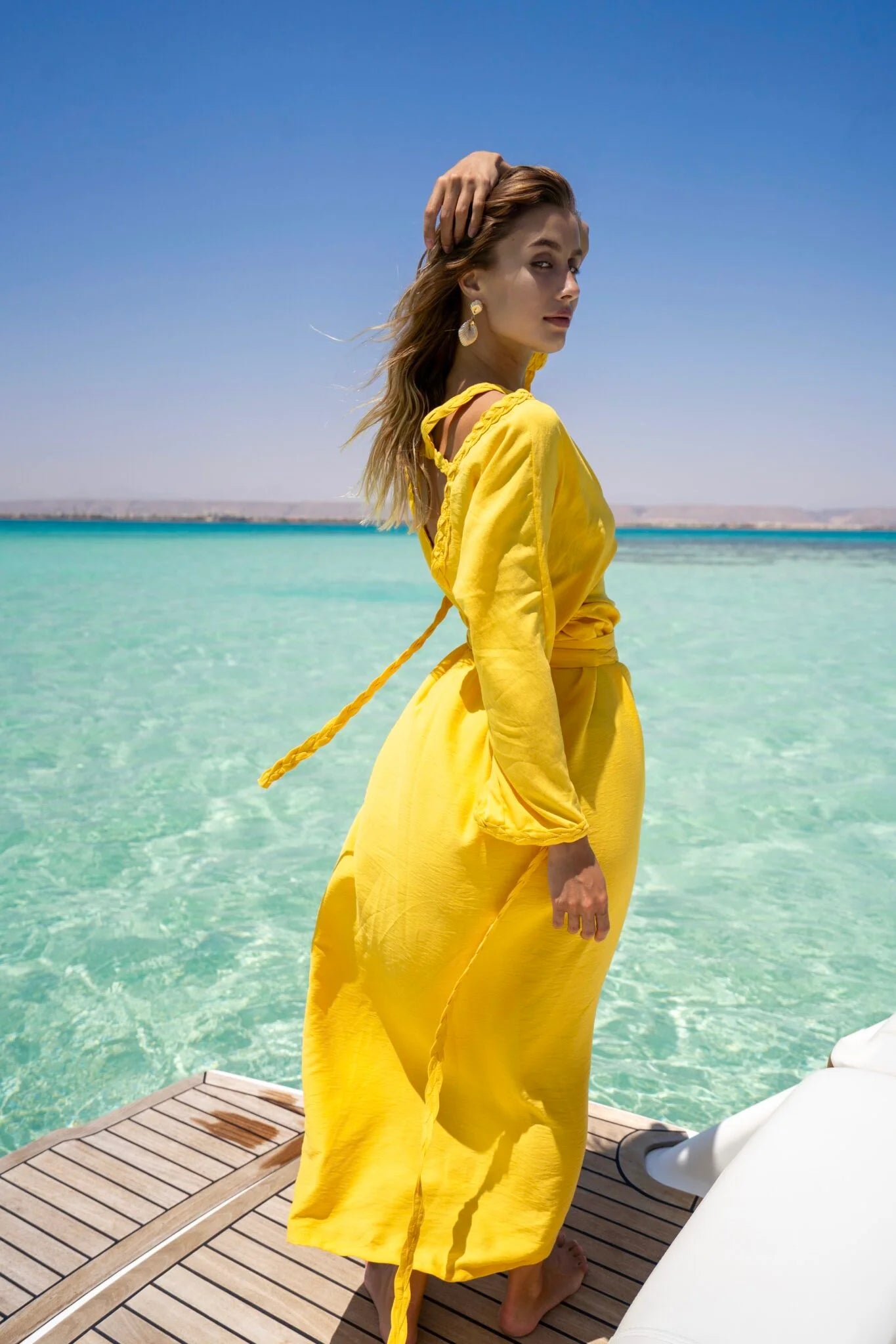 Yellow Lenin Dress with Braids