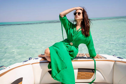Green Lenin Dress with Braids