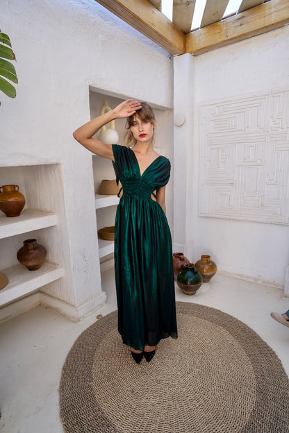 Shimmery Green Maxi Dress