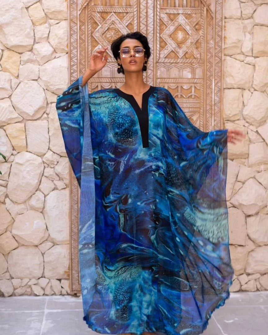 Shades of Blue Loose Beach Dress