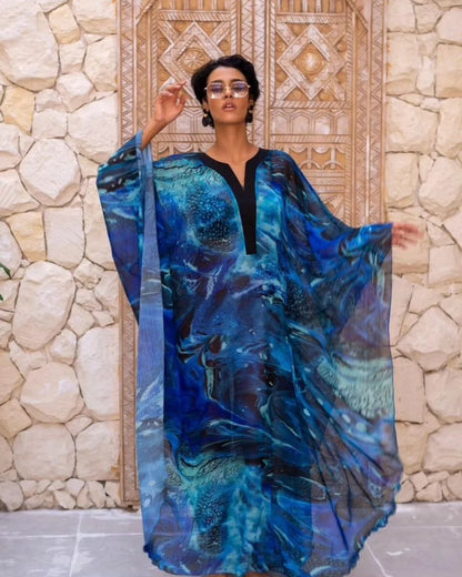 Shades of Blue Loose Beach Dress