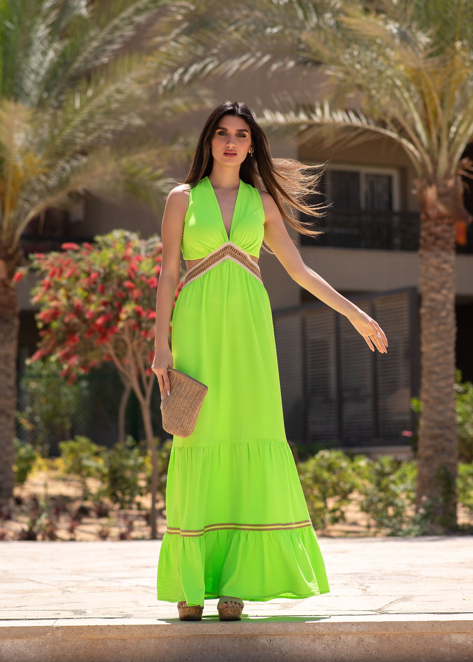 Neon green beach maxi dress - Maison Molak